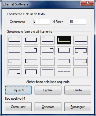 O comando AVIGA chama o menu de ferros
