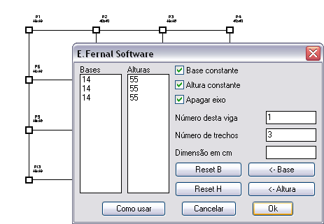 O comando EIVIGA insere as vigas, a partir dos eixos...